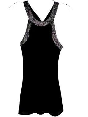 Black Tank Top with Silver Metallic Trim